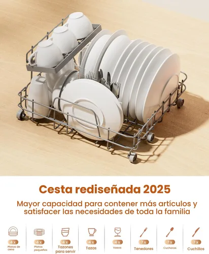 Vista 5 de HAVA 2025 NUEVO Lavavajillas de mostrador mejorado con suavizador de agua y eficiencia energética mejorada, lavavajillas portátil con 8 programas
