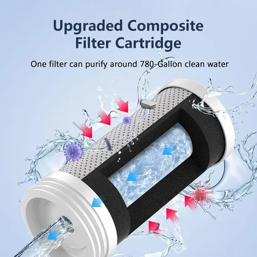 Vista 2 de Filtro de repuesto para montaje en grifo, filtro de agua que reduce el cloro de plomo, metales pesados, cartucho de filtro purifica alrededor de 780