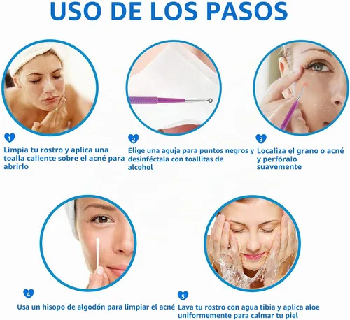 Vista 8 de Kit de herramientas para reventar espinillas – Kit de 10 piezas de extractor de espinillas con funda de metal para una eliminación rápida y fácil