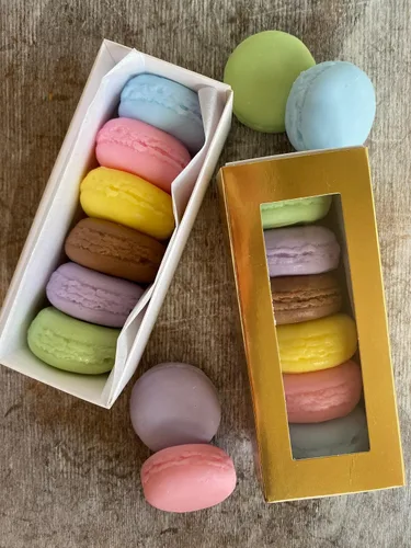 Vista 4 de Macarons Soap Set 6 pics - Jabón de alimentos, jabón, regalo para ella, favores de jabón, jabón de postre