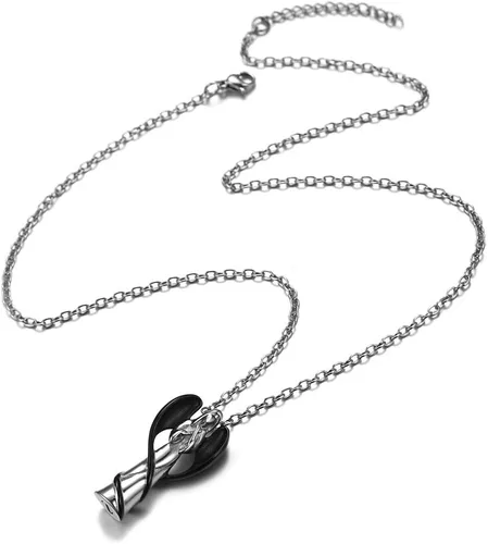 Vista 5 de Richsteel Collares de urna para cenizas para mujeres y hombres, collar con colgante de cremación para cenizas, joyería conmemorativa de acero