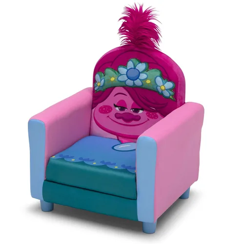 Vista 4 de Delta Children Silla tapizada figurada para niños, Trolls World Tour Poppy