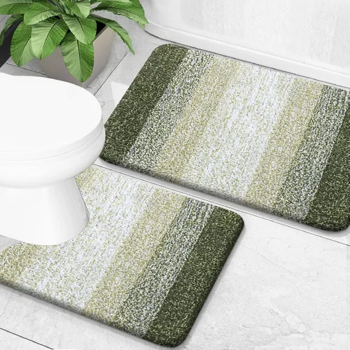 Vista 17 de OLANLY - Juego de tapetes para baño de 2 piezas, de microfibra, suaves y absorbentes, antideslizantes, lavables a máquina y para secadora, felpudos