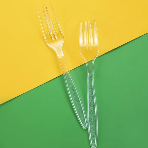 Vista 7 de Ciaell 500 tenedores de plástico transparente – Tenedores de plástico resistentes – Tenedor desechable pesado de 7 pulgadas – Tenedor transparente