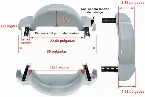 Vista 2 de HECASA Par de guardabarros de remolque de un solo eje gris compatibles con ruedas de 13 pulgadas, falda de neumático, lancha, 39.7 pulgadas de largo