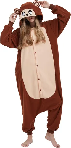 Vista 4 de SimZoo Pijama de animal para adultos, disfraz de cosplay de animales para hombres y mujeres, ropa de dormir unisex de una sola pieza