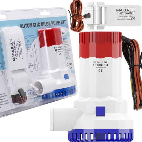 Vista 11 de MAKERELE Bomba de sentina automática para barcos 12 V 1100 GPH Bomba de agua de sentina sumergible automática para barcos con interruptor