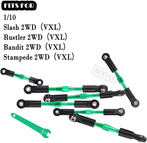 Vista 2 de Tensores de aluminio Camber Links Upgrades Part para 1/10 Slash 2WD/Stampede 2WD/Rustler 2WD/Bandit 2WD, tensores de aleación Camber Links Hops Up
