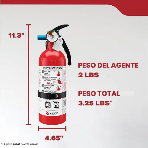 Vista 8 de Kidde - Extintor básico para el hogar, oficina, residencial, de un solo uso, 5BC Extintor residencial para líquidos/gases inflamables muy pequeños