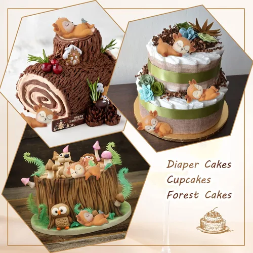 Vista 8 de 12 piezas de figuras de ciervos para decoración de pasteles para baby