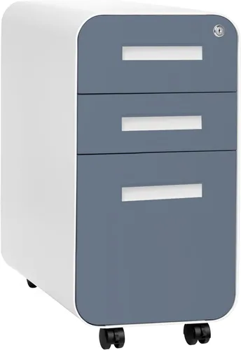 Vista 16 de Laura Davidson Furniture Stockpile Archivador móvil delgado de 3 cajones con cerradura - Archivador de metal para debajo del escritorio, carpetas