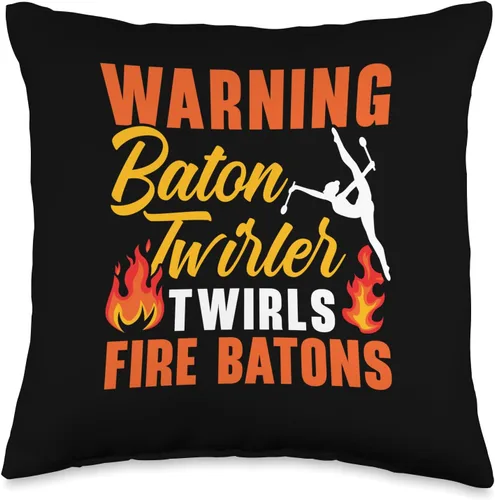 Vista 4 de Majorette Gymnastic Dancing Baton Twirl Warning Twirler Fire Baton - Almohada giratoria, 18 x 18 pulgadas, multicolor