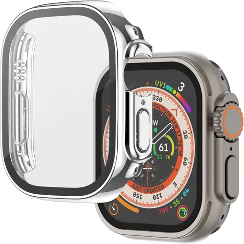 Vista 31 de Adepoy Paquete de 8 fundas con protector de pantalla de vidrio templado compatible con Apple Watch SE3 SE2 SE Series 6/5/4 de 1.575 pulgadas