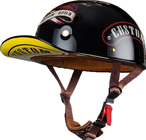 Vista 10 de Baseball Motorcycle Helmet DOT Approved Half Helmet German Style Skull Cap Helmet Motorbike Cruiser Scooter Cool Helmet for Men and Women Baseball