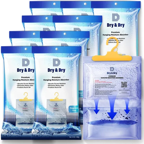Vista 10 de Dry & Dry Paquete de 6 deshumidificadores absorbentes de humedad para el hogar, deshumidificadores para sótano para dormitorio, pequeños