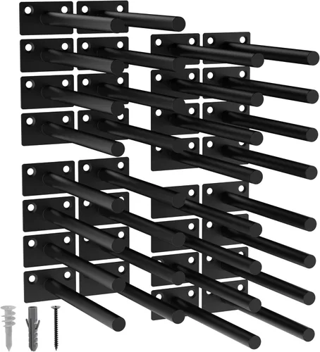 Vista 9 de 12-Pack 10 inch Floating Shelf Brackets, Hidden Shelf Bracket for Wood Negro-paquete de 12