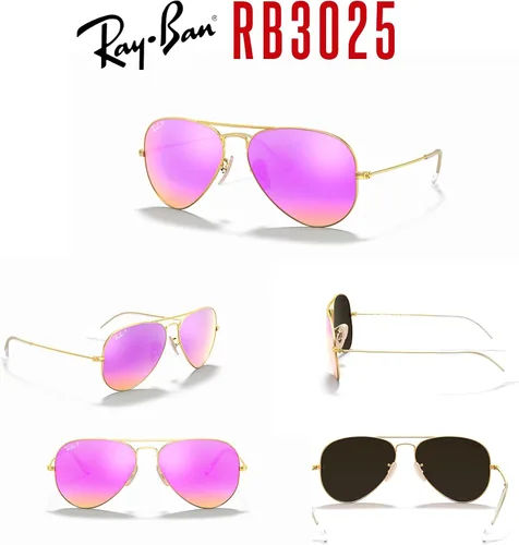 Vista 70 de Ray-Ban RB3025 - Lentes de sol de aviador de metal para hombre y mujer + paquete con kit de cuidado de gafas iWear de diseñador