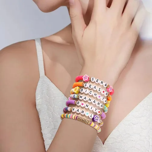 Vista 2 de YOUGANNA Juego de 7 pulseras de temporada de Manana Bichota para mujeres, trajes de concierto de Karo, joyería para adolescentes, niñas, pulsera