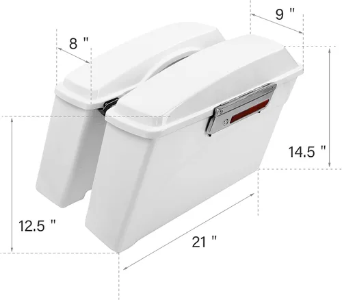 Vista 2 de Alforjas rígidas con soportes de conversión cromados para Harley Davidson 1984-2017 Softail Modelos FLST FLSTC FLSTF FLSTN FLSTS modelos Blanco