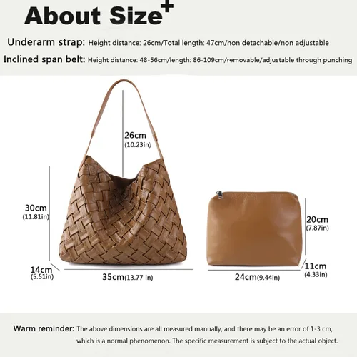 Vista 3 de Bolso Boston para mujer, bolso tejido de cuero vegano, bolso de mensajero para mujer, bolso cruzado de hombro de moda, casual hobo