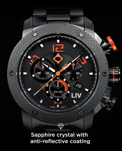 Vista 5 de LIV GX1 - Reloj clásico resistente con cronógrafo suizo de 1.77 pulgadas, 316L SS, 3D multicapa con fecha rápida, resistente a los arañazos