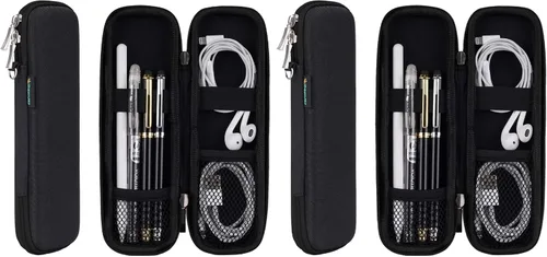 Vista 11 de Estuche pequeño para lápices, estuche rígido para plumas estilográficas ejecutivas, bolígrafos - Negro