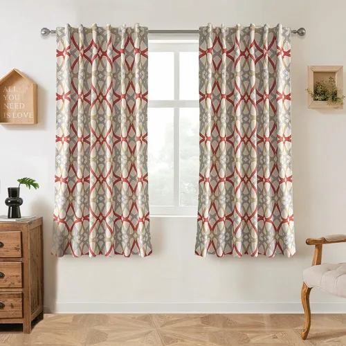 Vista 21 de Cortinas DriftAway Alexander de oscurecimiento para sala de estar, mezcla de lino con patrón, térmicas, oscurecedoras, geométricas, estilo marroquí