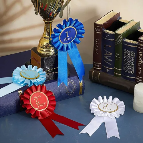 Vista 4 de Lewtemi Juego de rosetas de cinta de premio 1er, 2do y tercer lugar, medalla de premio de mención honorífica (4 piezas)