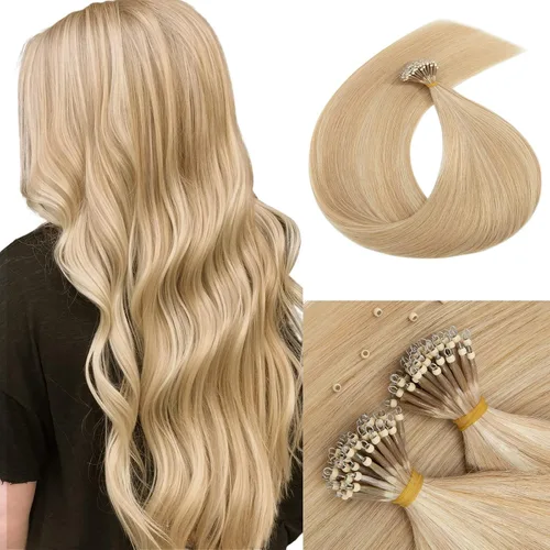 Vista 18 de MY-LADY Microlink - Extensiones de cabello humano con microcuentas de 14 pulgadas, extensiones de cabello rubio con micro bucle, extensiones