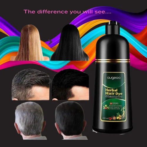 Vista 5 de Champú instantáneo para teñir el cabello a base de hierbas para cabello gris, 16.9 onzas líquidas, para mujeres y hombres, champú de tinte negro 3