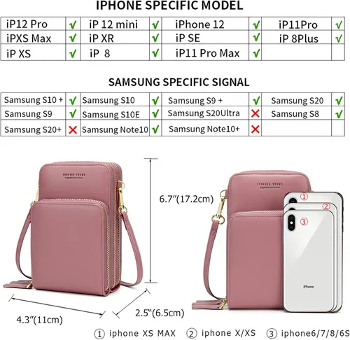 Vista 3 de Bolso chico en bandolera de mujer para celular minicartera tarjetera monedero de manohombro