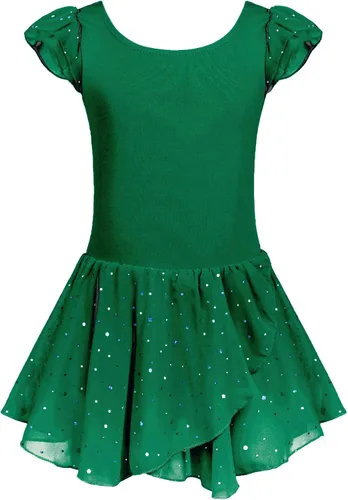 Vista 34 de Arshiner - Vestido de baile de ballet con mangas con volantes, leotardo de tutú con ruedo para niñas Lila