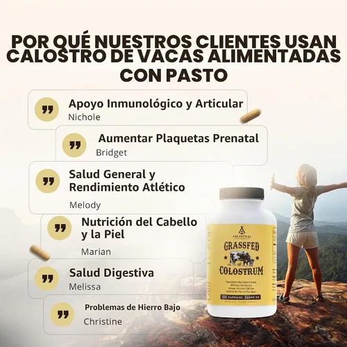 Vista 6 de Ancestral Supplements Suplemento de calostro de carne alimentada con hierba, 3000 mg, 180