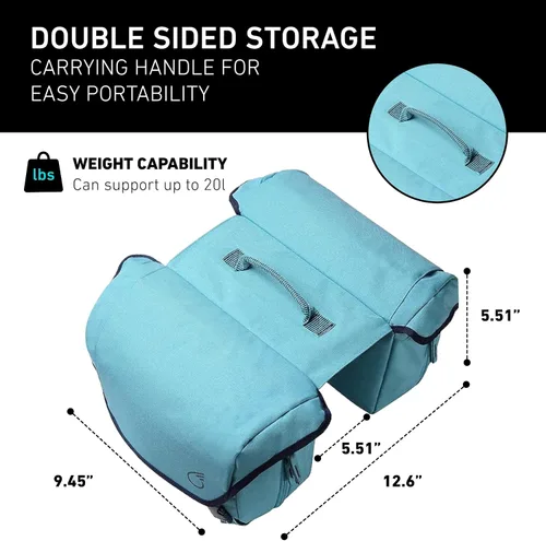 Vista 4 de sixthreezero Bolsa de bicicleta de doble cara para bastidor trasero, bolsas de almacenamiento de alforjas dobles universales impermeables