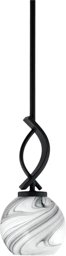 Vista 13 de Toltec Lighting Cavella Stem Colgado Mini colgante, acabado grafito, vidrio de muselina blanca de 4 pulgadas
