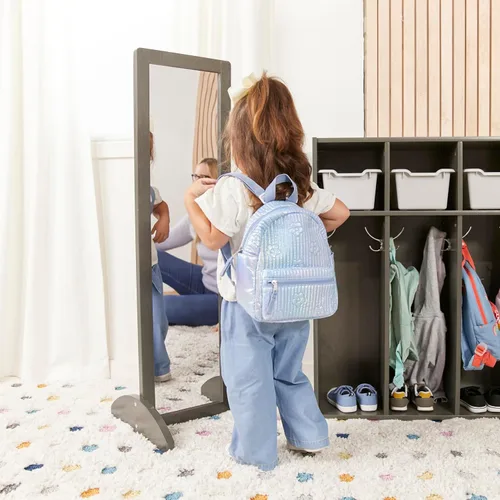 Vista 11 de ECR4Kids Espejo bidireccional de una sola cara de madera, muebles para niños, lavado gris Durable birch, GREENGUARD Gold Certified