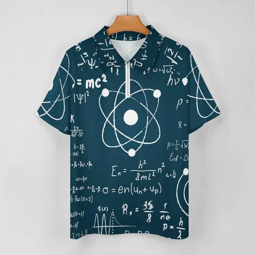 Vista 3 de Camiseta polo de fórmula de física y ciencia matemática para hombre, casual, manga corta, con cremallera, para deportes, golf, entrenamiento