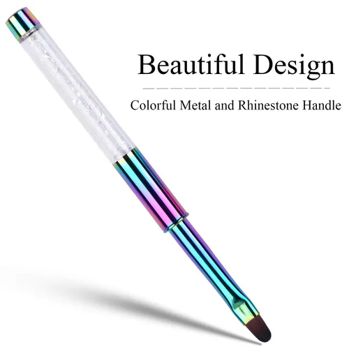 Vista 2 de 1 Uds. Oval UV Builder Gel Nail Brush Rhinestone Mango Profesional Nail Art Tool para Polygel Hard Gel