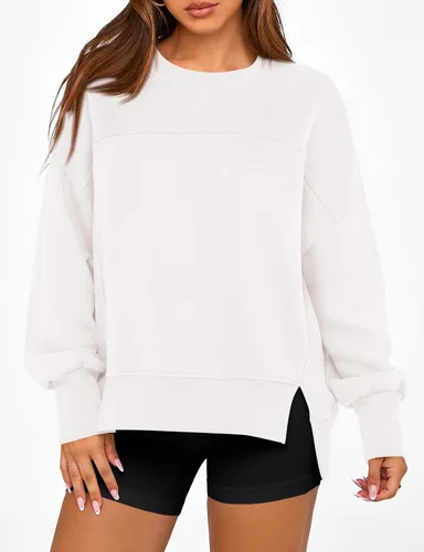 Vista 2 de BTFBM Sudaderas de cuello redondo para mujer Blanco