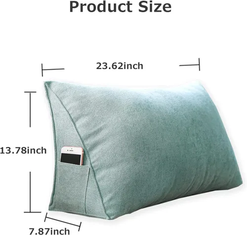 Vista 9 de Almohada de cabecera con protección de cintura, almohada de lectura, almohada triangular de cuña, cojín de espalda larga con funda extraíble