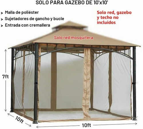 Vista 2 de Westcharm Mosquitera de repuesto universal de 10 x 10 pulgadas, juego de 4 paneles (solo mosquitera de Gazebo)