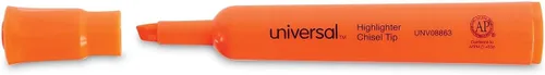 Vista 7 de Universal 08863 - Resaltador de escritorio, punta de cincel, naranja fluorescente, docena