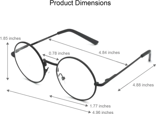 Vista 7 de Gafas de lectura redondas con marco de metal con bisagra de resorte (negro, plateado y plomo)
