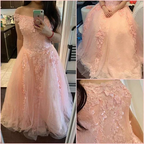 Vista 7 de Dydsz Vestidos de quinceañera florales con hombros descubiertos para mujer, vestido de fiesta de graduación Sweet 15 16