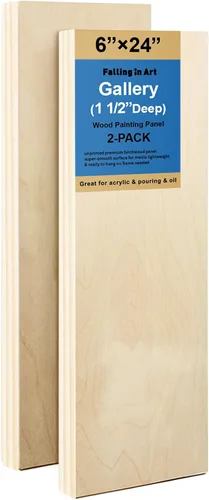 Vista 9 de Falling in Art Paquete de 2 paneles de lienzo de madera sin terminar, kit de paneles de madera de abedul de galería de 4 x 12 pulgadas, tablas