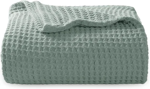 Vista 33 de Bedsure Gentlesoft - Manta de 100 % algodón, tamaño Twin XL, para dormitorio universitario, transpirable y suave, manta Twin de tejido waffle