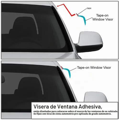Vista 2 de Auto Dynasty 2 unidades de cinta en la visera de ventilación de ventana, deflector, protector de lluvia compatible con Scion tC 2005-2009 cupé de 2