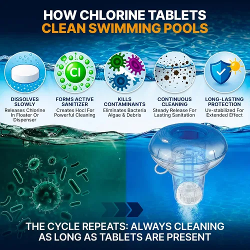 Vista 7 de Tabletas de cloro para piscina Pool Shark - Tabletas de cloro de 3 pulgadas - Tabletas de cloro activo al 90% de disolución lenta - Productos