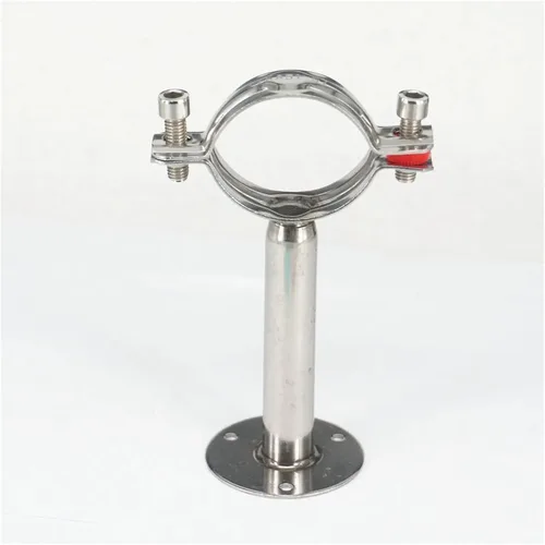 Vista 2 de 1pc Fit Tube O/D 63 mm Pole Length 45mm 304 Stainless Steel Pipe Clamp Clip Support Bracket with Base Plate