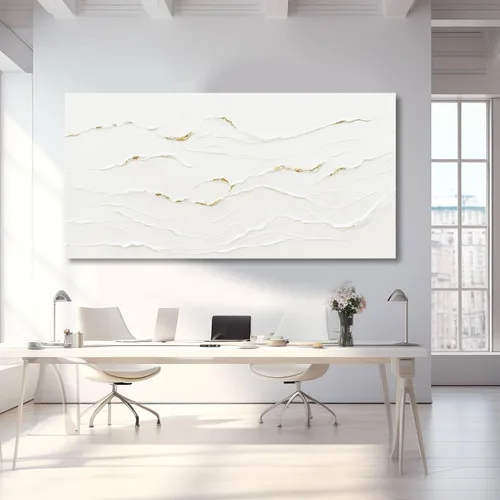 Vista 5 de WINKAILIN Pintura blanca, ilustraciones decorativas simples de 29 x 58 pulgadas, arte abstracto de pared para sala de estar, decoración moderna